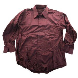 Zanzara Mens Dress Shirt Size 16.5 Neck Long Sleeve Red Classic Workwear Cotton
